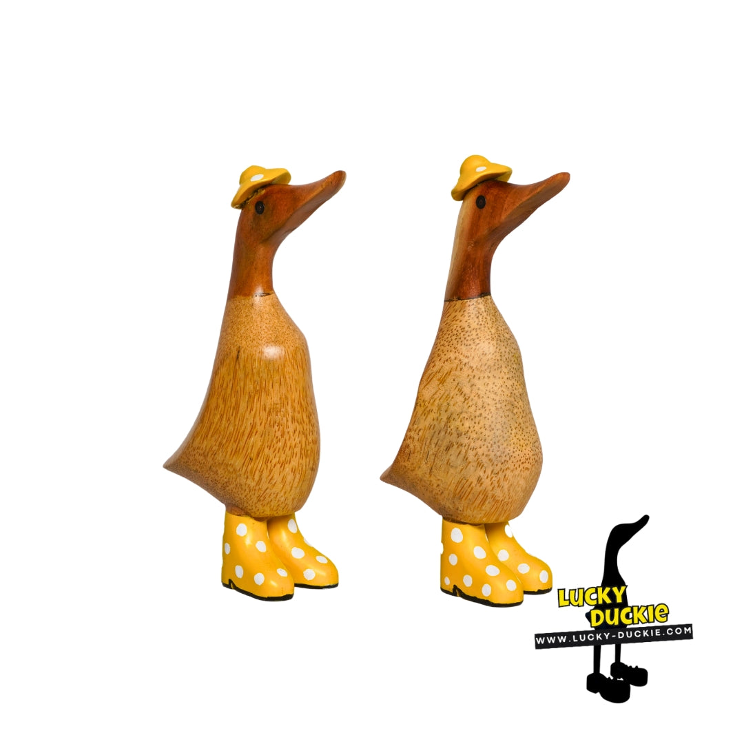 Ducks with Yellow and White Spotted Hat & Welly Boot 22 cm