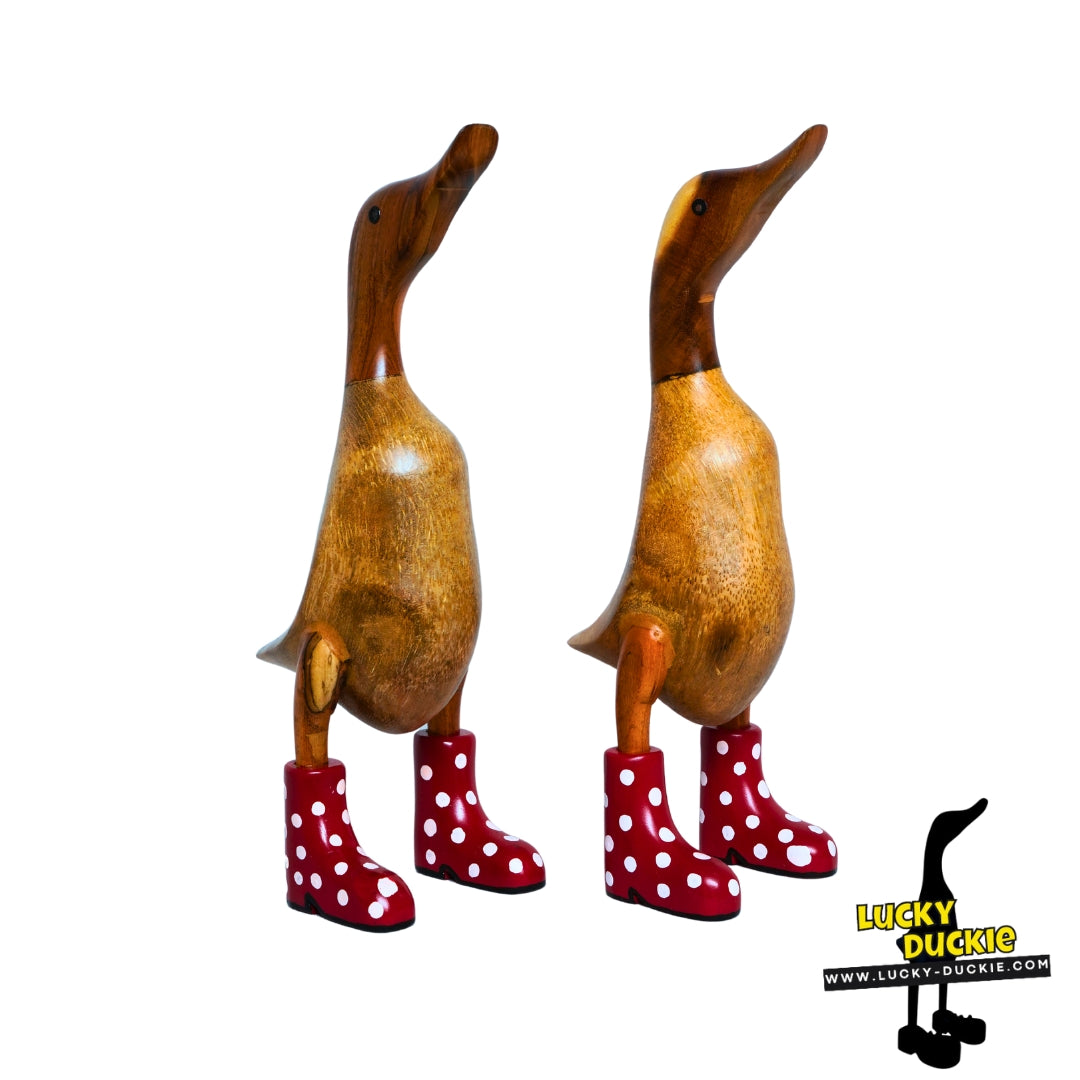 Ducks with RED and White Spotted Welly Boot 30 cm