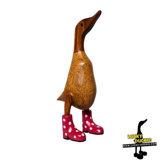 Ducks with PINK and White Spotted Welly Boot 30 cm