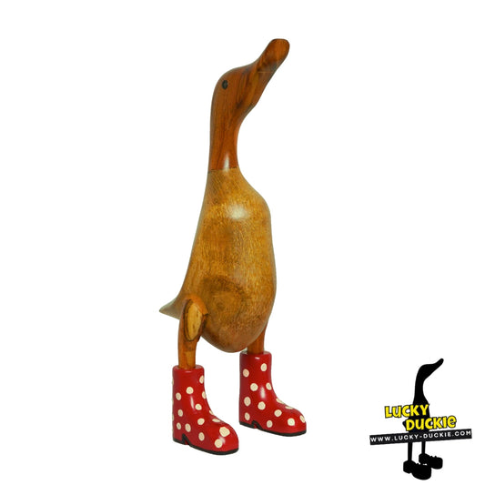 Ducks with RED and White Spotted Welly Boot 30 cm